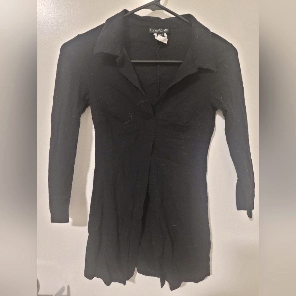 black 3/4 sleeve bebe blouse